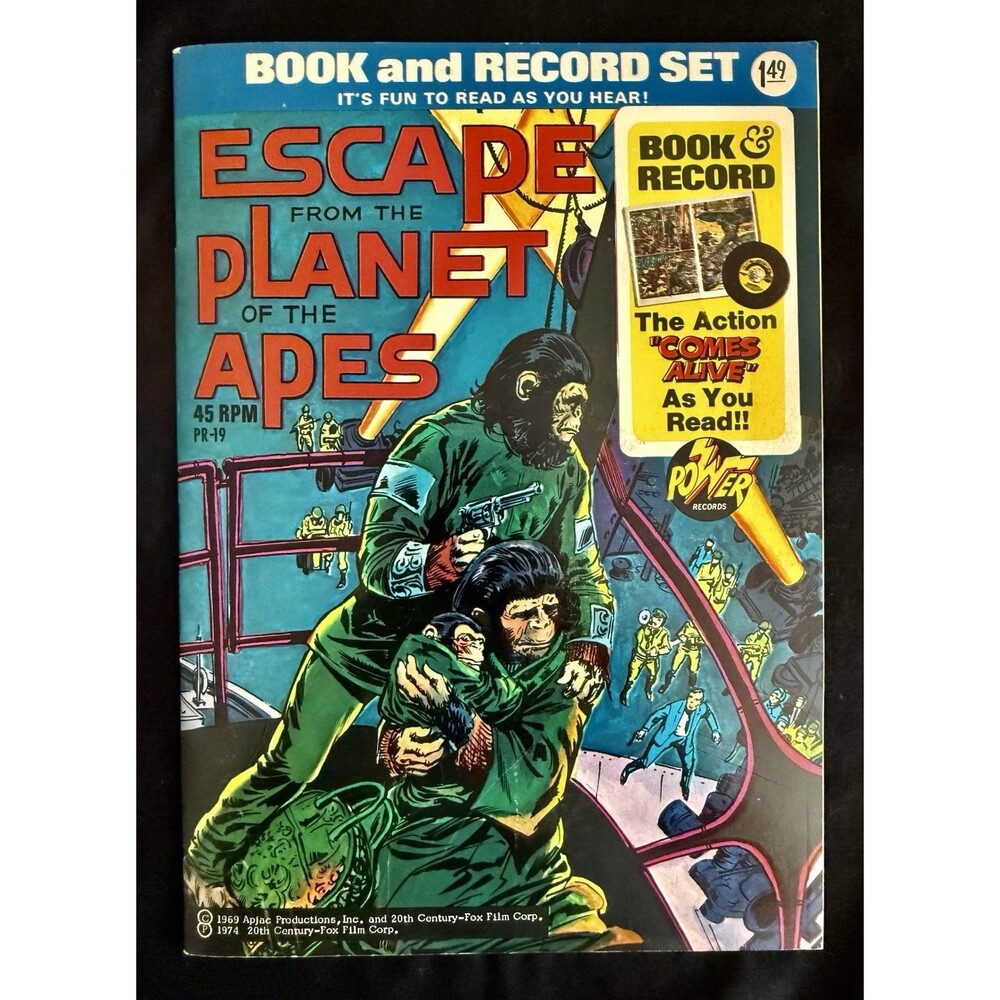 Escape From the Planet of the Apes Book & Record Vintage 1974 Near Perfect Cond.